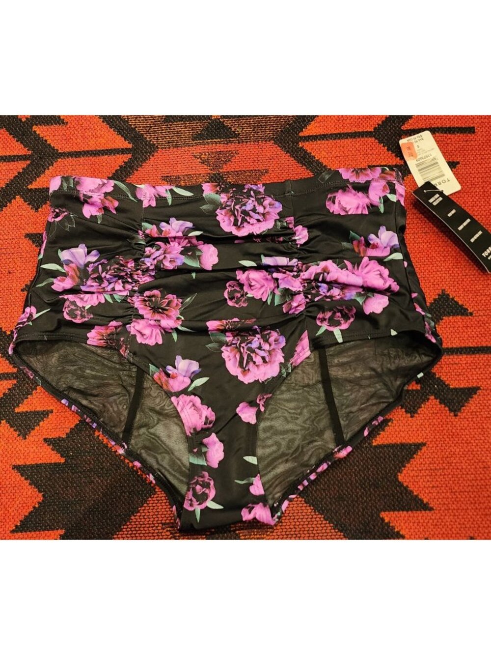 NEW PLUS Torrid Swim High-Waist Floral Bikini Bottoms  Black/Purple Size 0